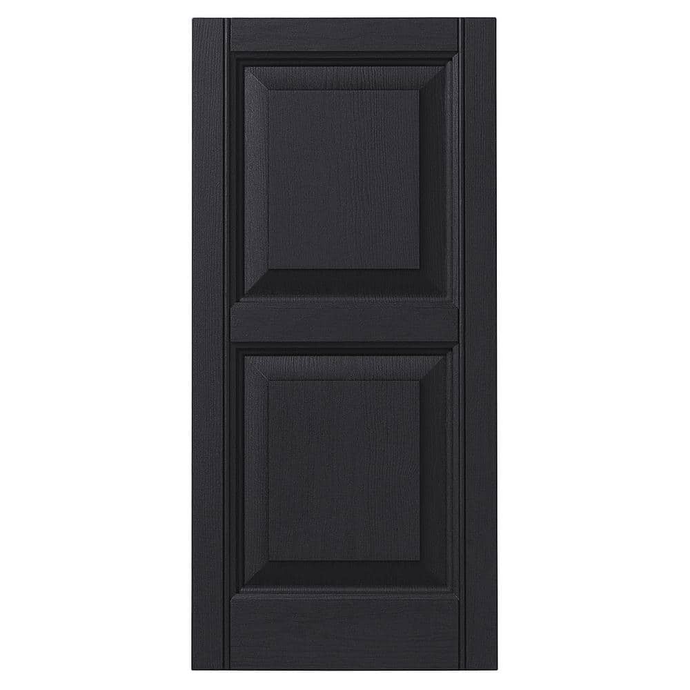 15 in. x 35 in. Raised Panel Polypropylene Shutter Pair in Black