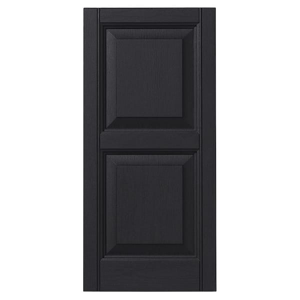 15 in. x 35 in. Raised Panel Polypropylene Shutter Pair in Black
