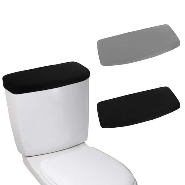 2-Piece Black Gray Toilet Tank Lid Cover Polyester Elastic Universal 19.69 to 39.4 in. Bathroom 2Pcs