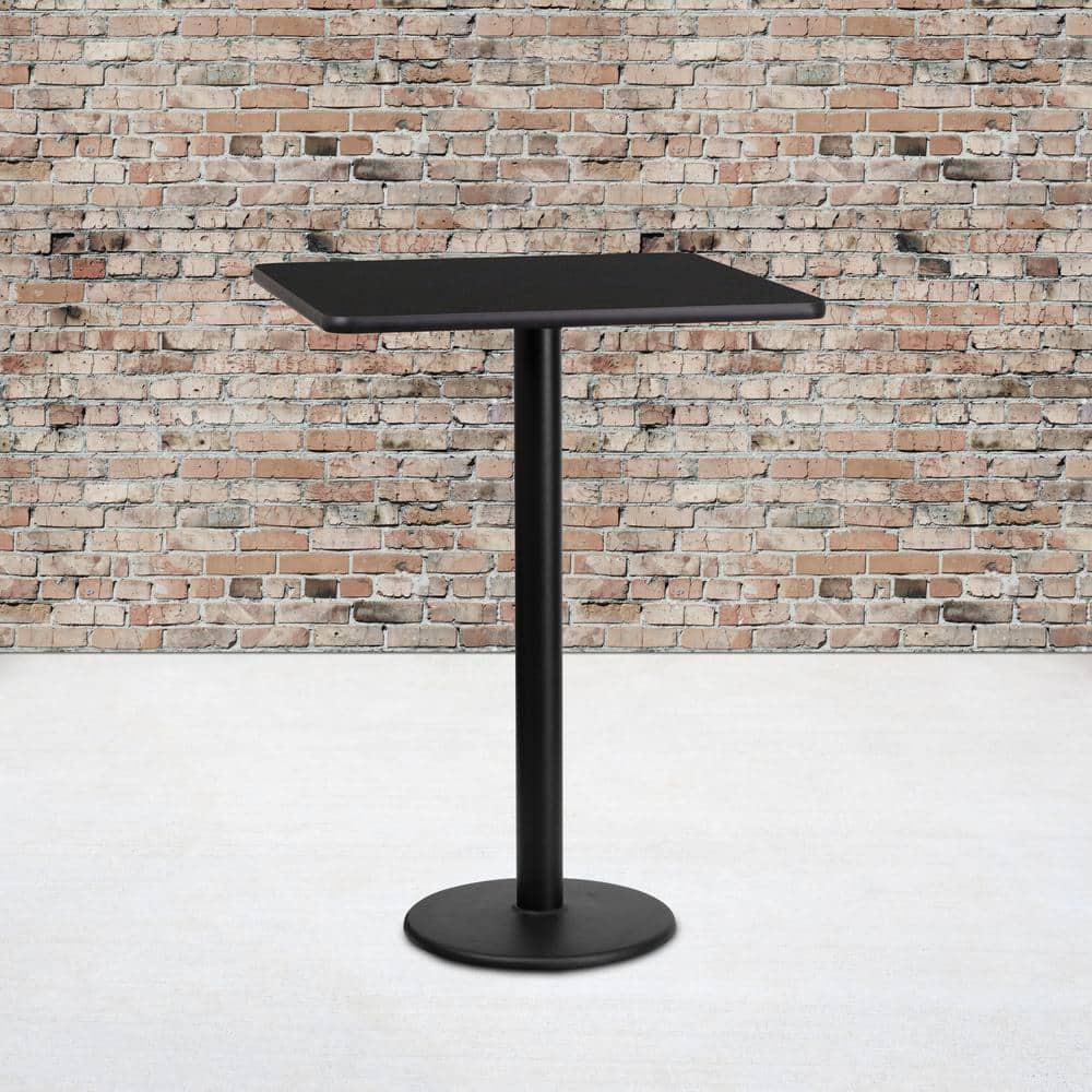 Stiles 24'' Square Black Laminate Bar Height Table with Round Base