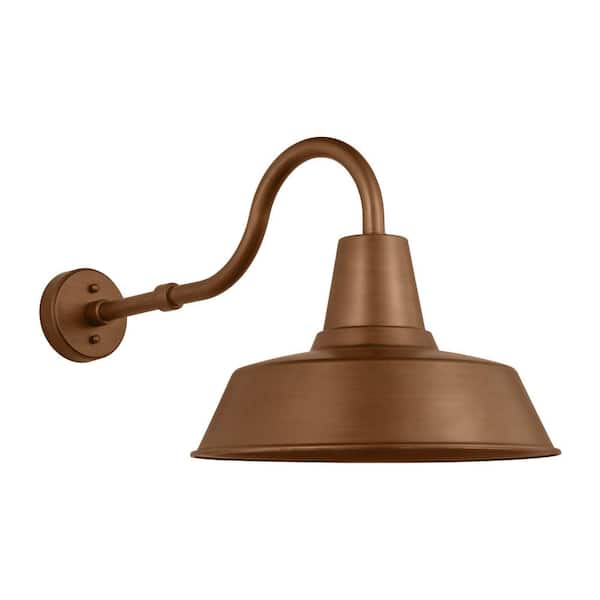 Barn Light 15 in. H Natural Copper Outdoor Hardwired Extra Large StoneStrong Wall Lantern Sconce with No Bulbs Included