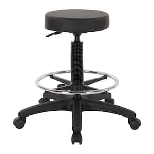 Pneumatic Black Drafting Chairwith Nylon Base and Adjustable Foot Ring