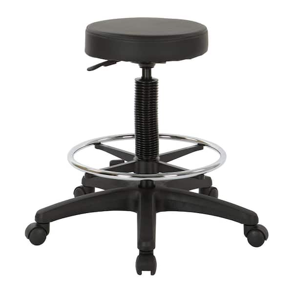 Office Star Products Pneumatic Black Drafting Chairwith Nylon Base and Adjustable Foot Ring