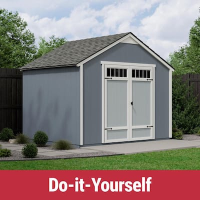 DIY Kennesaw 10 ft. W x 8 ft. D Pre-Cut Wood Shed without Floor - Double Door Outdoor Storage Kit (80 sq. ft.)