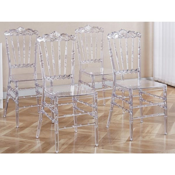 Transparent Plastic Welding Chair Outdoor Dining Chair (Set of 4)