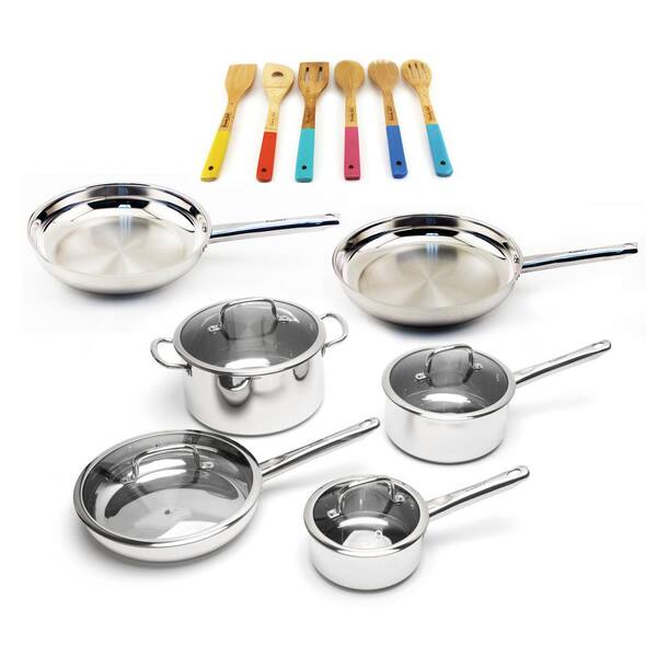 BergHOFF EarthChef Boreal 16-Piece Stainless Steel Nonstick Cookware Set