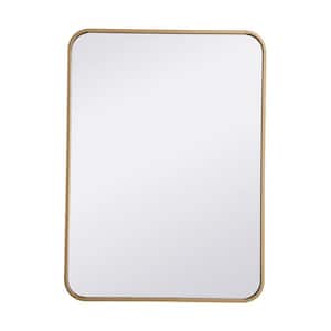 Anky 22 in. W x 30 in. H Rectangle Aluminum Alloy Wall Mirror Horizontal and Vertical Bathroom Vanity Mirror in Gold