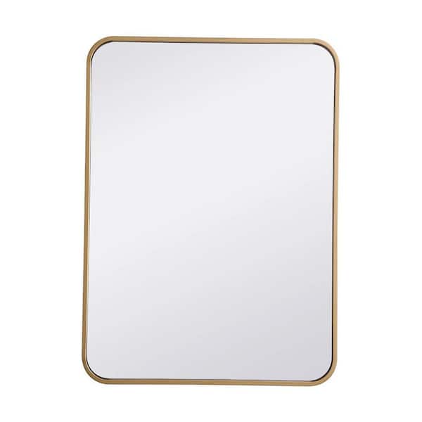 Miscool Anky 22 in. W x 30 in. H Rectangle Aluminum Alloy Wall Mirror Horizontal and Vertical Bathroom Vanity Mirror in Gold