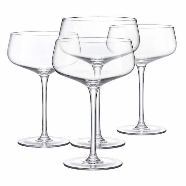Wudkey 10 oz. Clear Crystal Martini Glasses, Large Fancy Cocktail Glasses Set, Champagne Coupe Glasses (Set of 4)