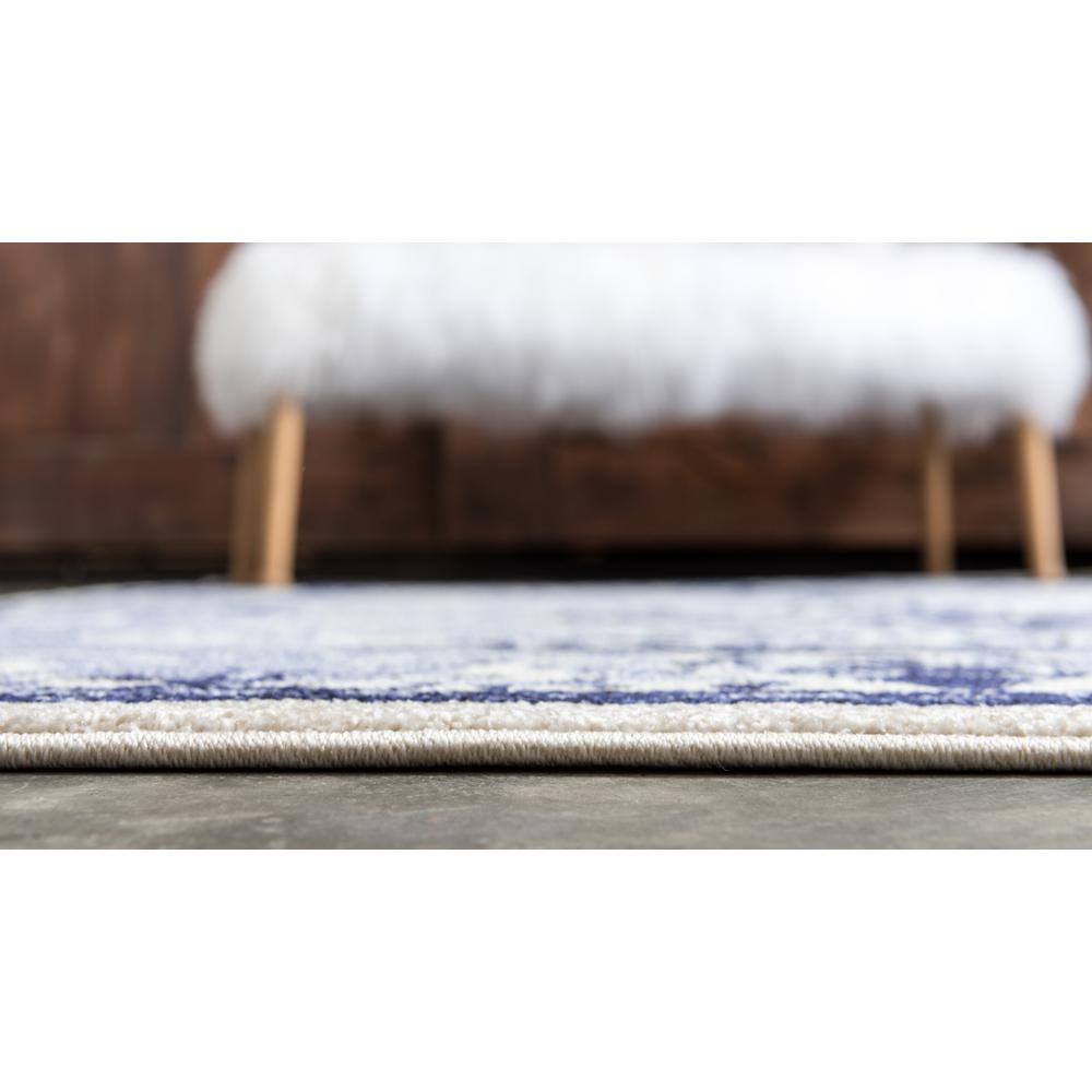 La Jolla 6' x 9' Reversible Blue Synthetic Area Rug
