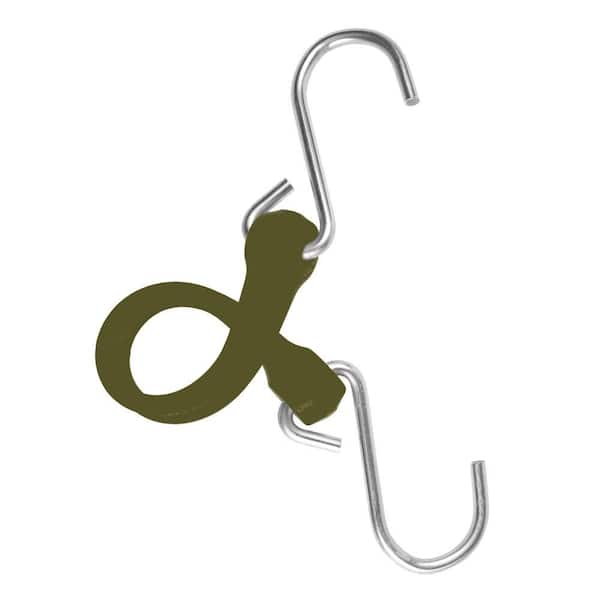 The Perfect Bungee 7 in. EZ-Stretch Polyurethane Bungee Strap with Stainless Steel S-Hooks (Overall Length: 12 in.) in Military Green