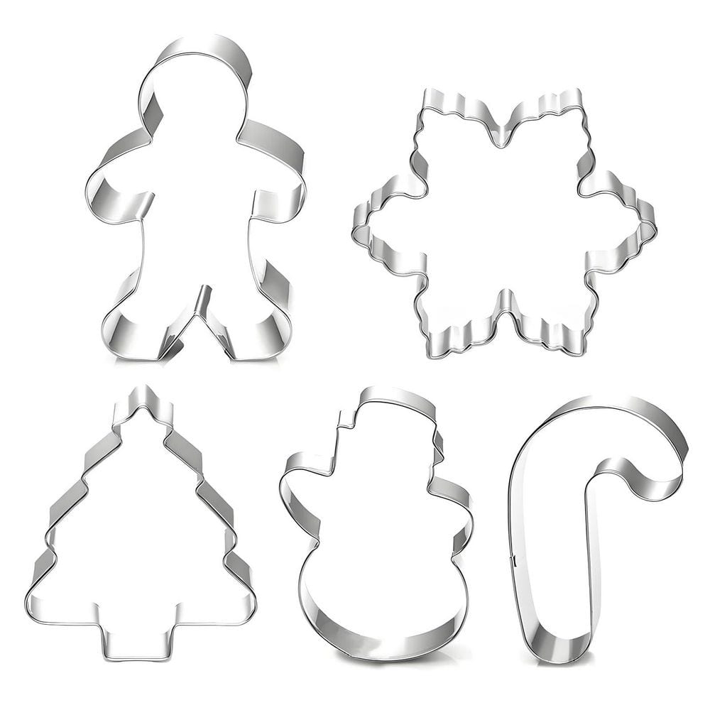 Christmas Cookie Cutter Combo with Snowman, Tree, Gingerbread Man, Candy Cane and Snowflake for Holiday Baking (5-Pack) price history on PriceWatchPro