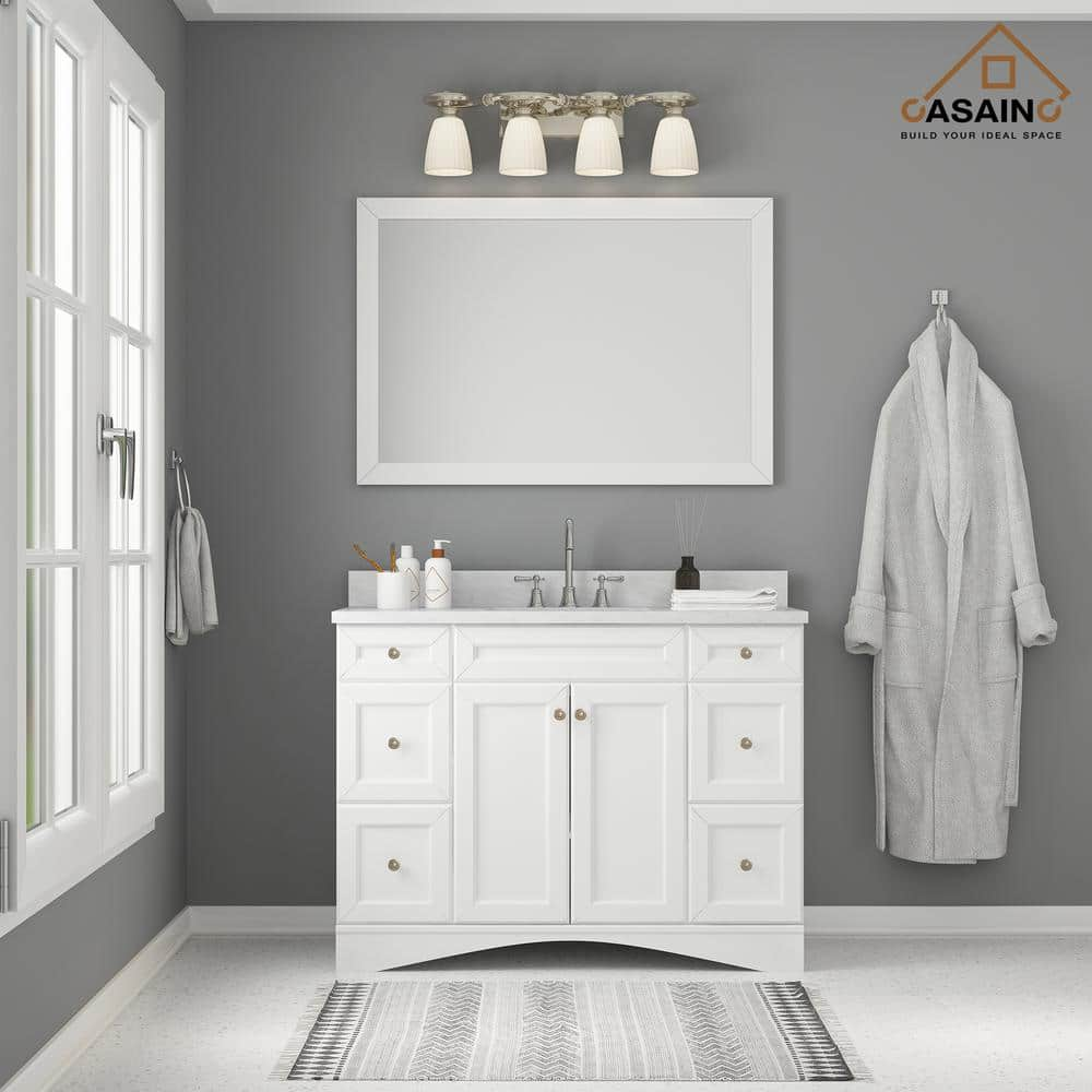 CASAINC 48 In. W X 22 In. D X 35.4 In. H Single Sink Solid Wood Bath ...