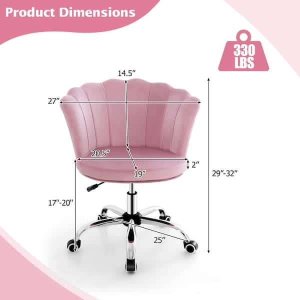 Costway Pink Velvet Petal Shell Office Chair Arm Chair