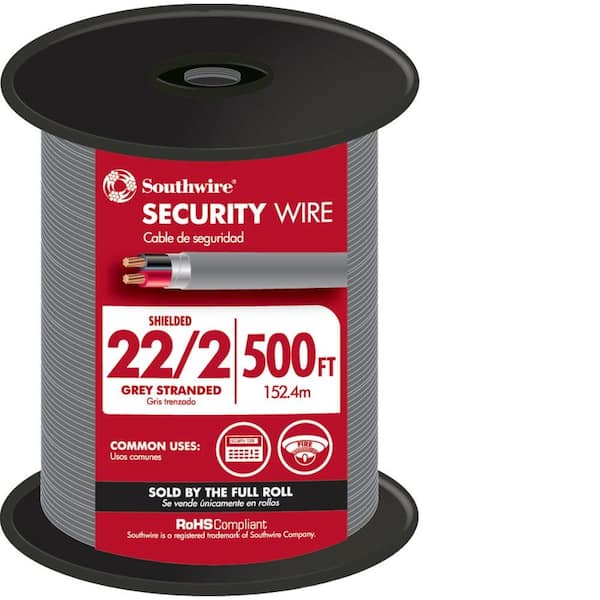 Southwire 500 ft. 22/2 Gray Stranded CU CL3R Shielded Security Cable