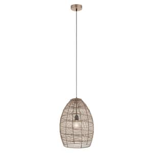 Zooey 12.25 in. 1-Light Brass Woven Metal Shaded Pendant Light with Cone-Shaped Shade
