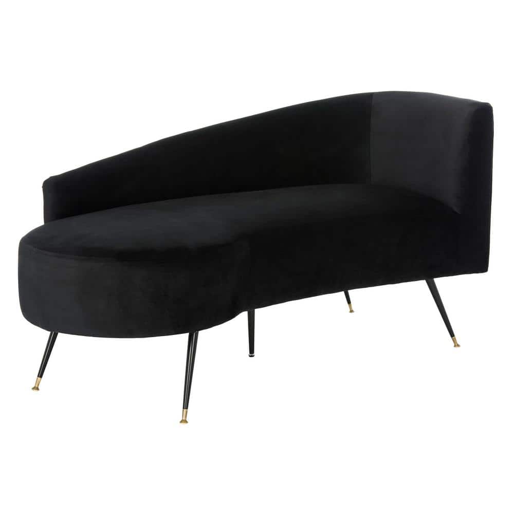 Chic Evangeline Black Velvet and Gold Metal Settee, 58"x27"