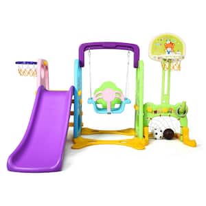 6-in-1 Toddler Climber and Swing Set with Basketball Hoop and Football Gate Backyard