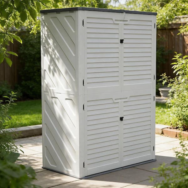 52 in. W x 30 in. D x 75 in. H UV Resistant White Resin Outdoor Storage ...