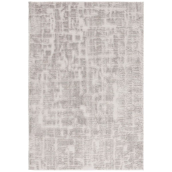 SAFAVIEH Seattle Shag 9 ft. x 12 ft. Light Gray/Gray Abstract Area Rug
