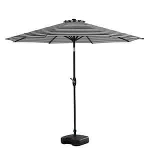 Taylor 9 ft. Market Umbrella with Tilt and Crank with Base Included in Black/White Stripe