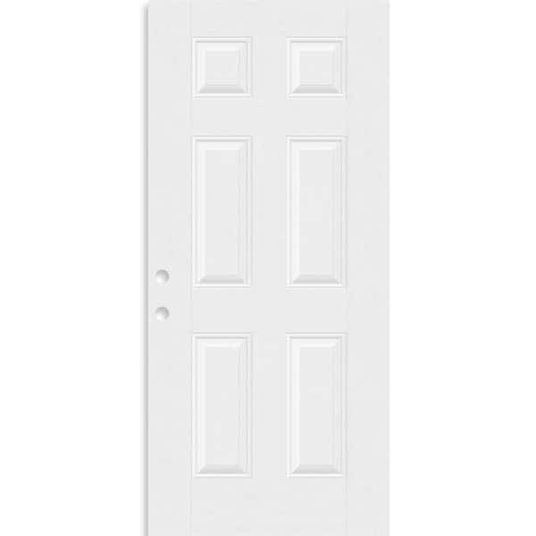 Regency 36 in. x 80 in. Right-Handed 6 Panel Unfinished White Mahogany Fiberglass Front Door Slab