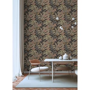 Yara Charcoal Grey Leaves Peel and Stick Wallpaper