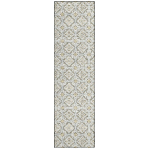 Chantille Machine Washable Indoor/Outdoor Abstract ACN2631 Ivory 2 ft. x 7 ft. Runner Rug