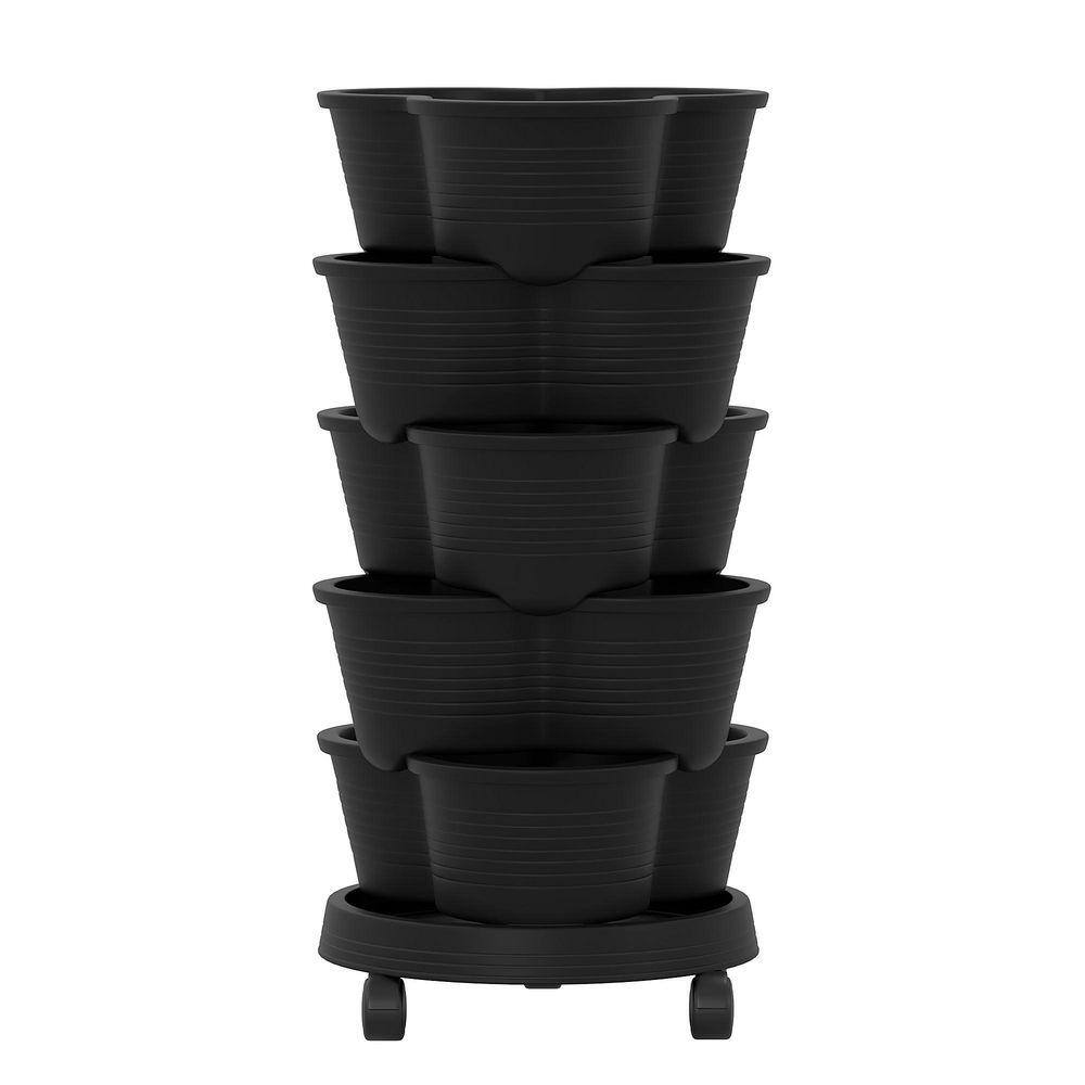 Inner Decor 5-Tier Stackable Vertical Garden Planter with Wheels