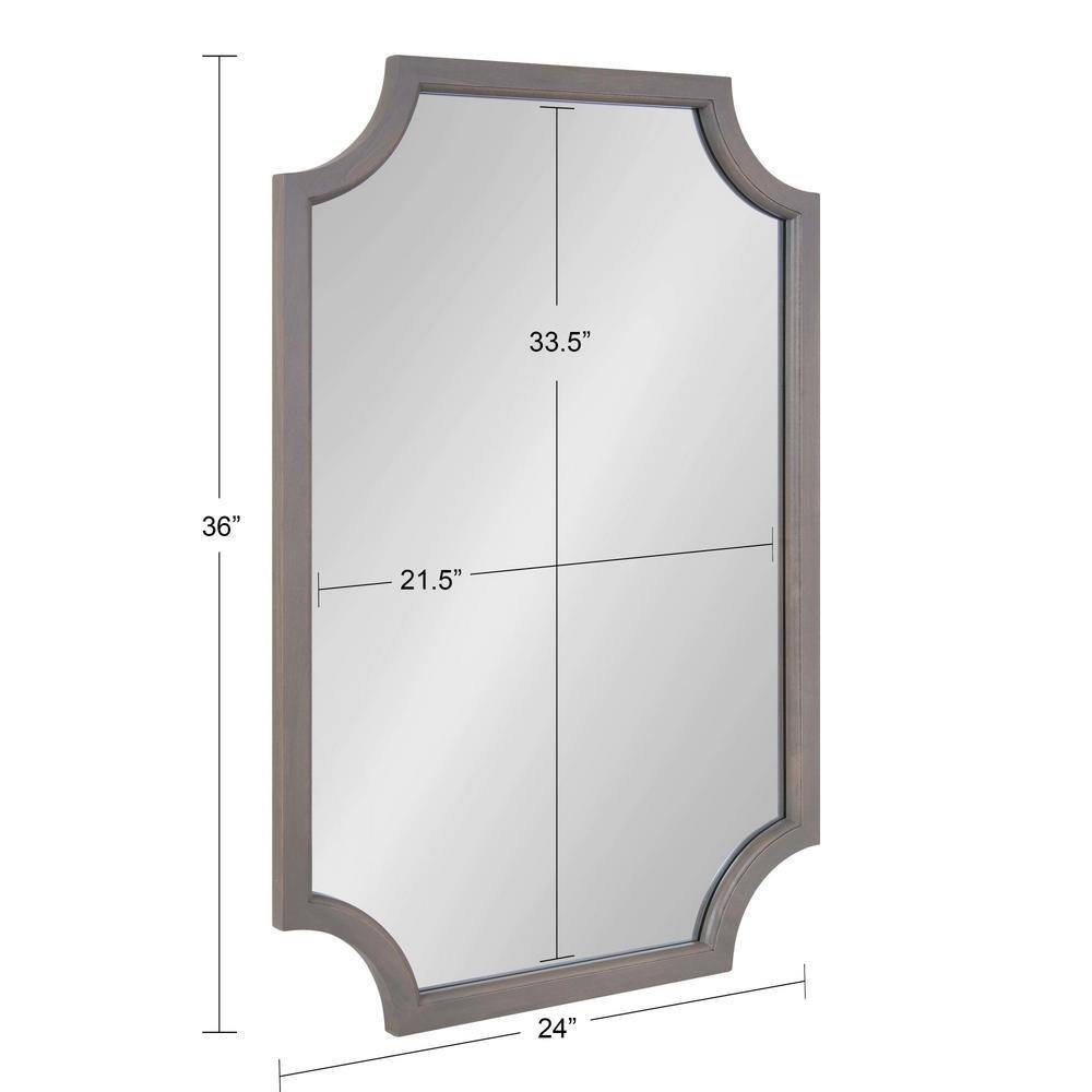 Graywash Solid Wood Scallop Farmhouse Vanity Mirror 24" x 36"