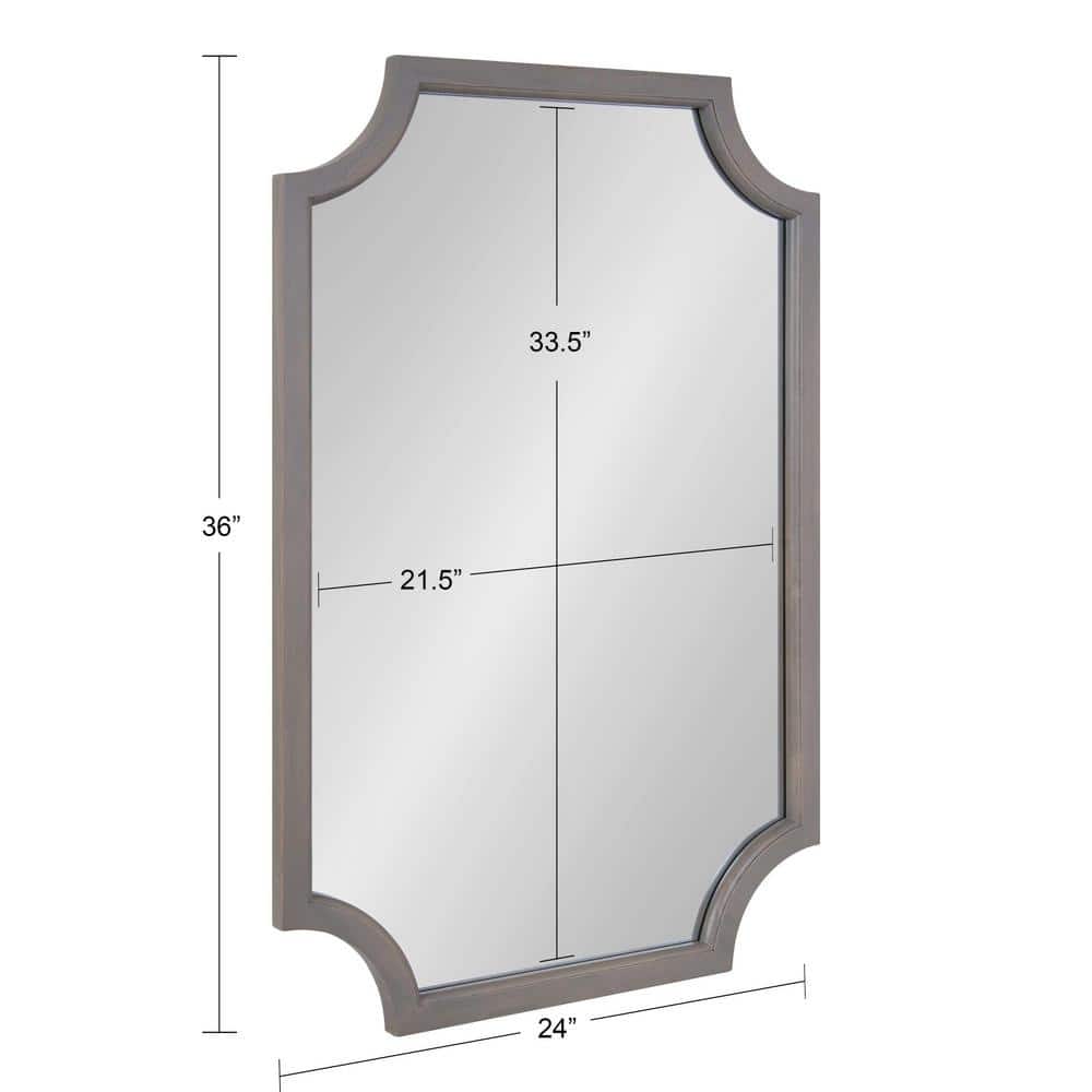 Graywash Solid Wood Scallop Farmhouse Vanity Mirror 24" x 36"