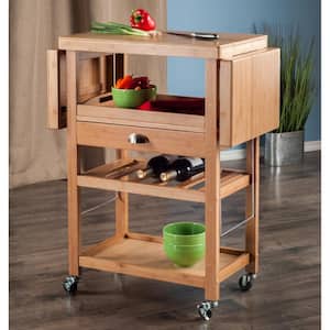 Barton Natural Kitchen Cart with Drop Leaf