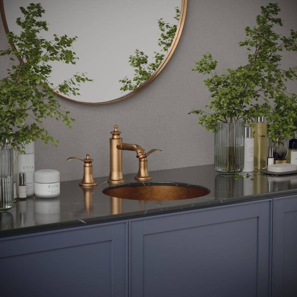 Brushed Copper Circular Undermount Bathroom Sink