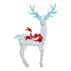 6 ft Iridescent Ribbon Reindeer Holiday Yard Decoration