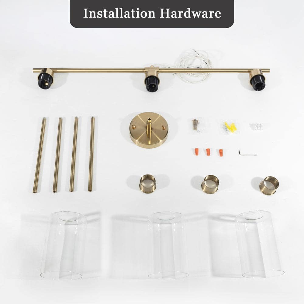 Gold Linear Pendant Light with Clear Glass Shades