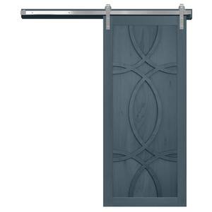 30 in. x 84 in. The Hollywood Denim Wood Sliding Barn Door with Hardware Kit in Stainless Steel