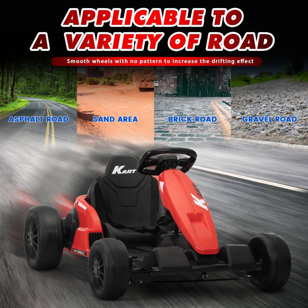 Red 24V Electric Go-Kart with Helmet and Pads Set