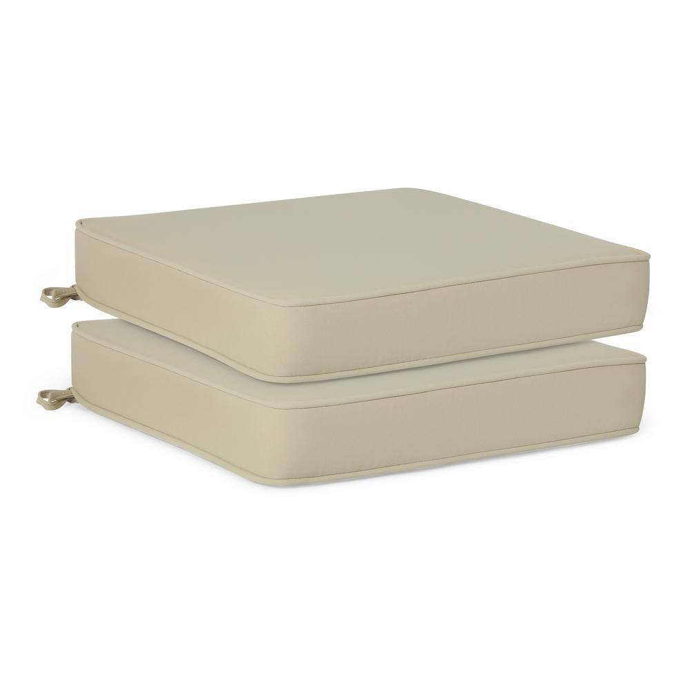 Fading Free 20 in. W. x 19.5 in. x 4 in. Beige Outdoor Patio Thick Square Lounge Chair Seat Cushion with Ties 2-Pack price history on PriceWatchPro