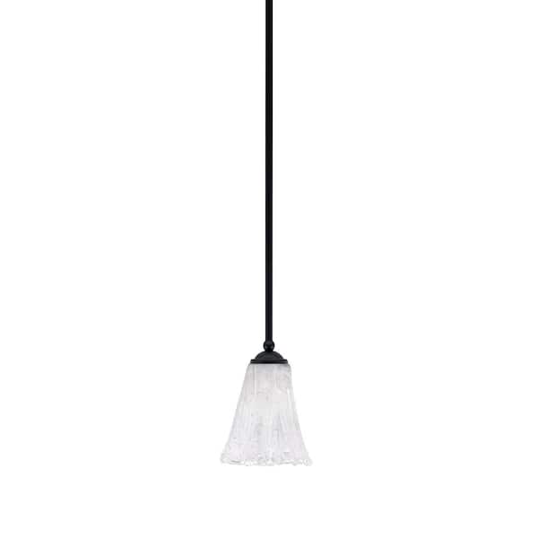 Unbranded Clevelend 100-Watt 1-Light Black Pendant Mini Pendant Light with Italian Ice Glass Shade Light Bulb Not Included
