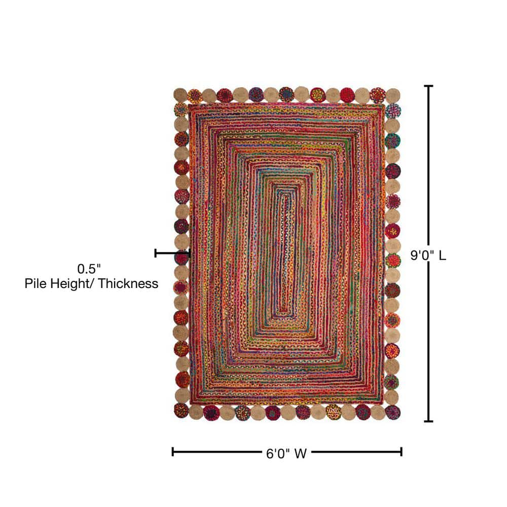 Handmade Multicolor Cotton Oval Area Rug 6' x 9'