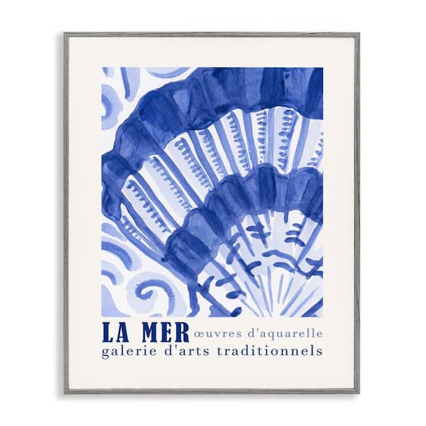 Stupell Industries Nautical Shell Gallery Show by June Erica Vess Gray Framed Coastal Giclee Art Print 20 in. x 16 in.