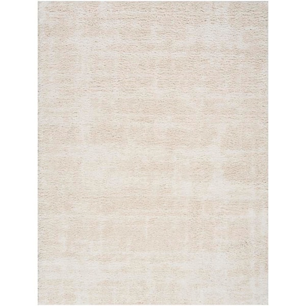 Modern Shag Ivory Beige 4 ft. x 6 ft. Abstract Contemporary Area Rug