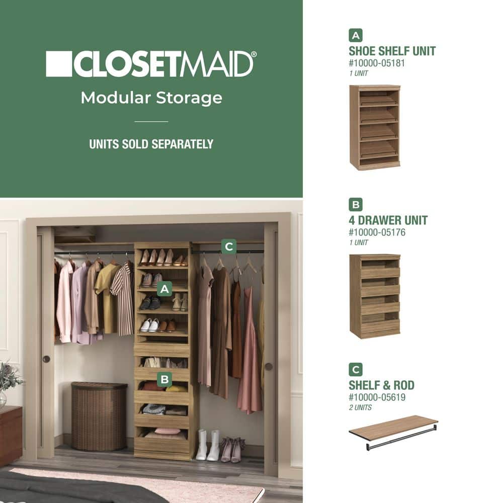 Modular Storage 36.02 in. W Sand Hang Rod and 1-Shelf Wood Closet System