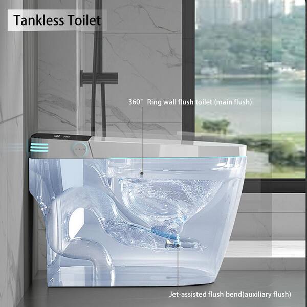 LORDEAR 1.28 GPF Pink Elongated Smart Toilet Bidet with Auto Open/Close Seat