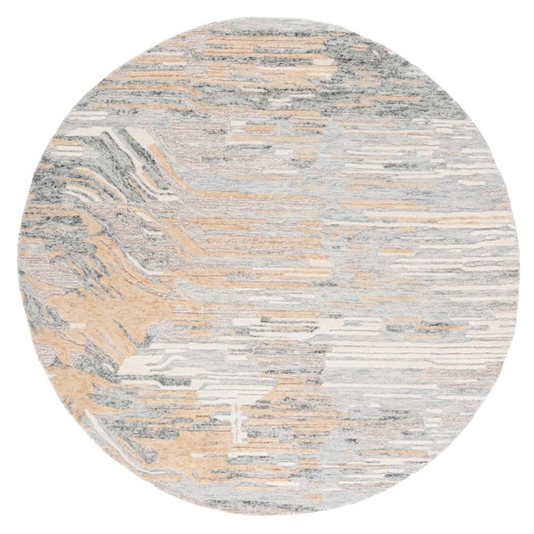 SAFAVIEH Metro Natural/Gold 6 ft. x 6 ft. Abstract Round Area Rug