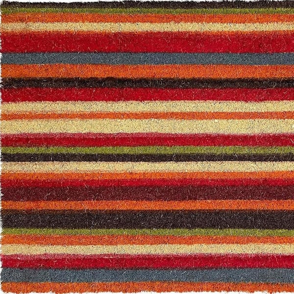 Multi-Colored 29 in. x 17 in. Coir Non-Slip Indoor / Outdoor Door Mat