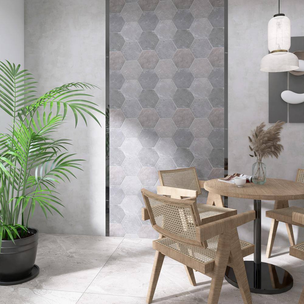 Dakota Hexagon Matte Gray Porcelain Wall and Floor Tile