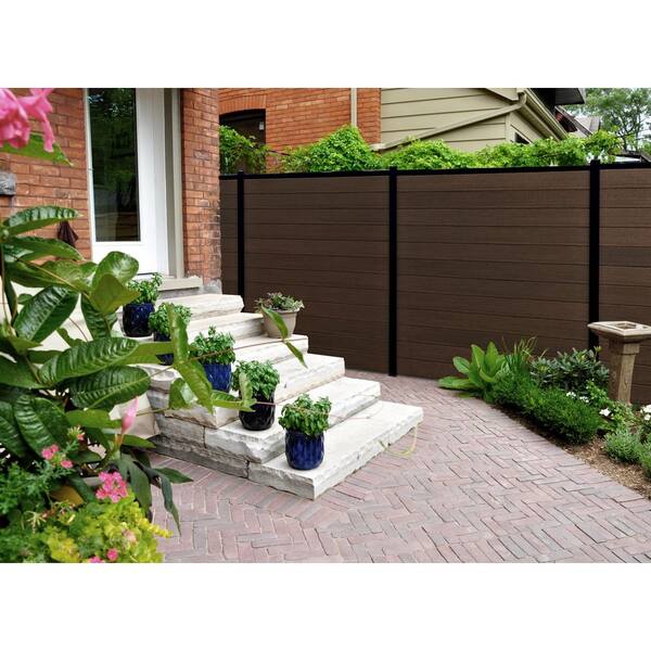 CREATIVE SURFACES 6 ft. x 6 ft. Composite Fence Series Mocha Brushed Fence Panel (12-Pack)