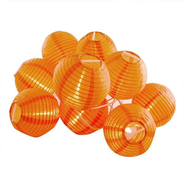 LUMABASE Nylon Lantern String Lights in Orange