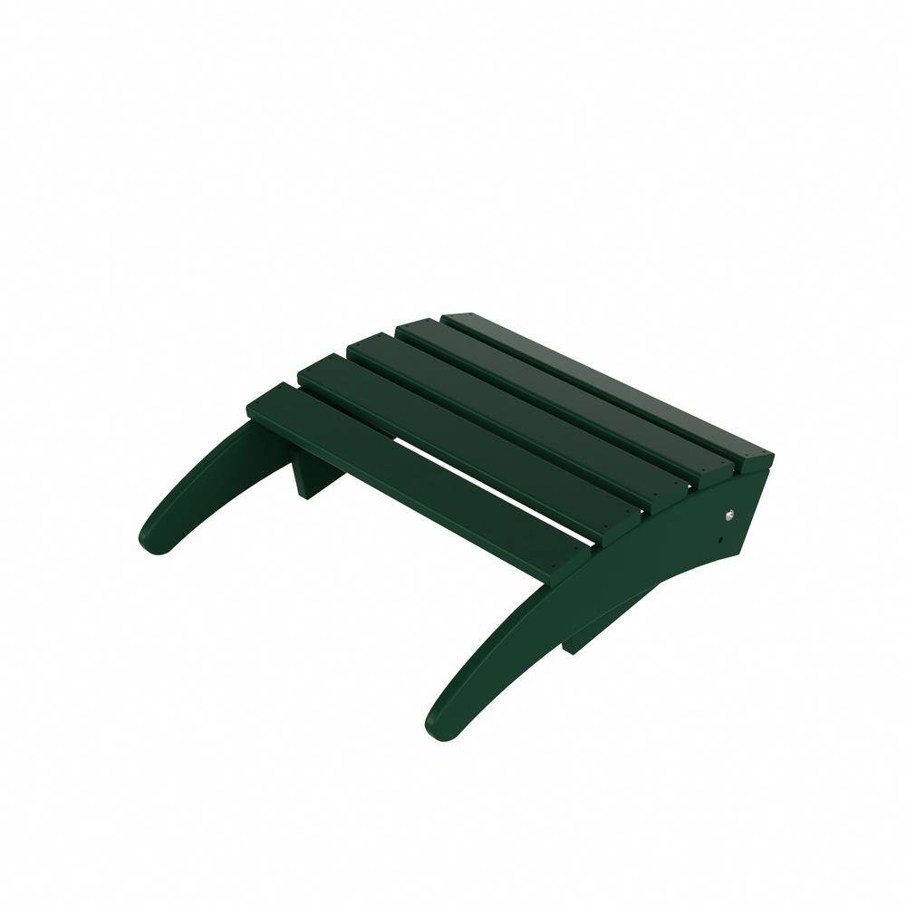 Dark Green HDPE Foldable Curved-Leg Outdoor Ottoman